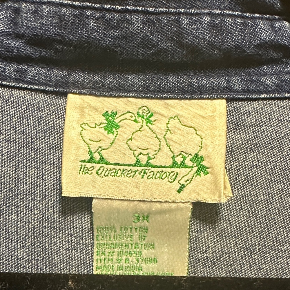 Quacker Factory Blue Denim Shirt with Embroidery - Picture 2 of 6